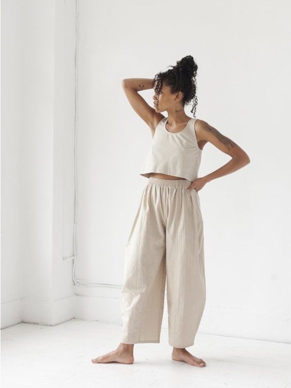 Ilana Kohn | Edie Cropped Tank French Terry Natural Beige Medium